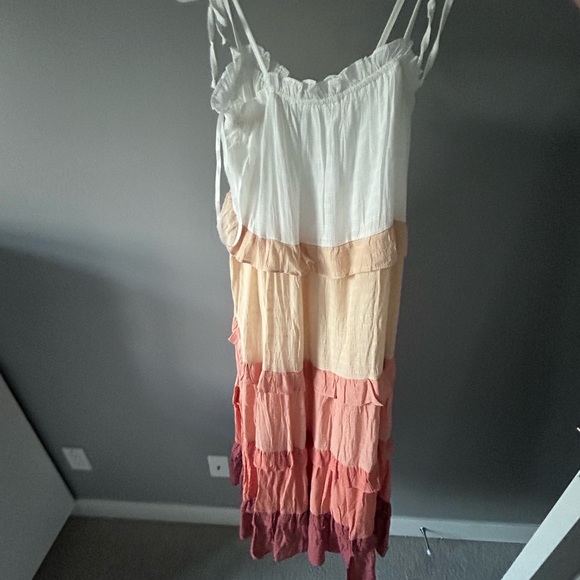 Pinkblush peach ombré ruffle tiered midi dress - Picture 3 of 6